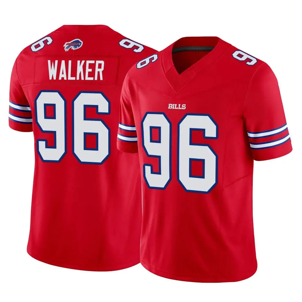 B.Bills #96 Deone Walker Player Red Vapor F.U.S.E. Jersey Limited Home Game Kdoa Stitched Jerseys
