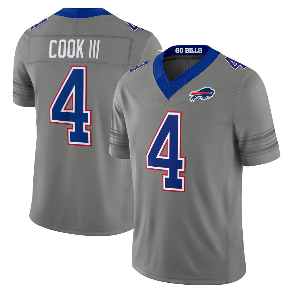 B.Bills #4 James Cook III Player Gray Limited Nickel City Home Game Kdoa Stitched Jerseys