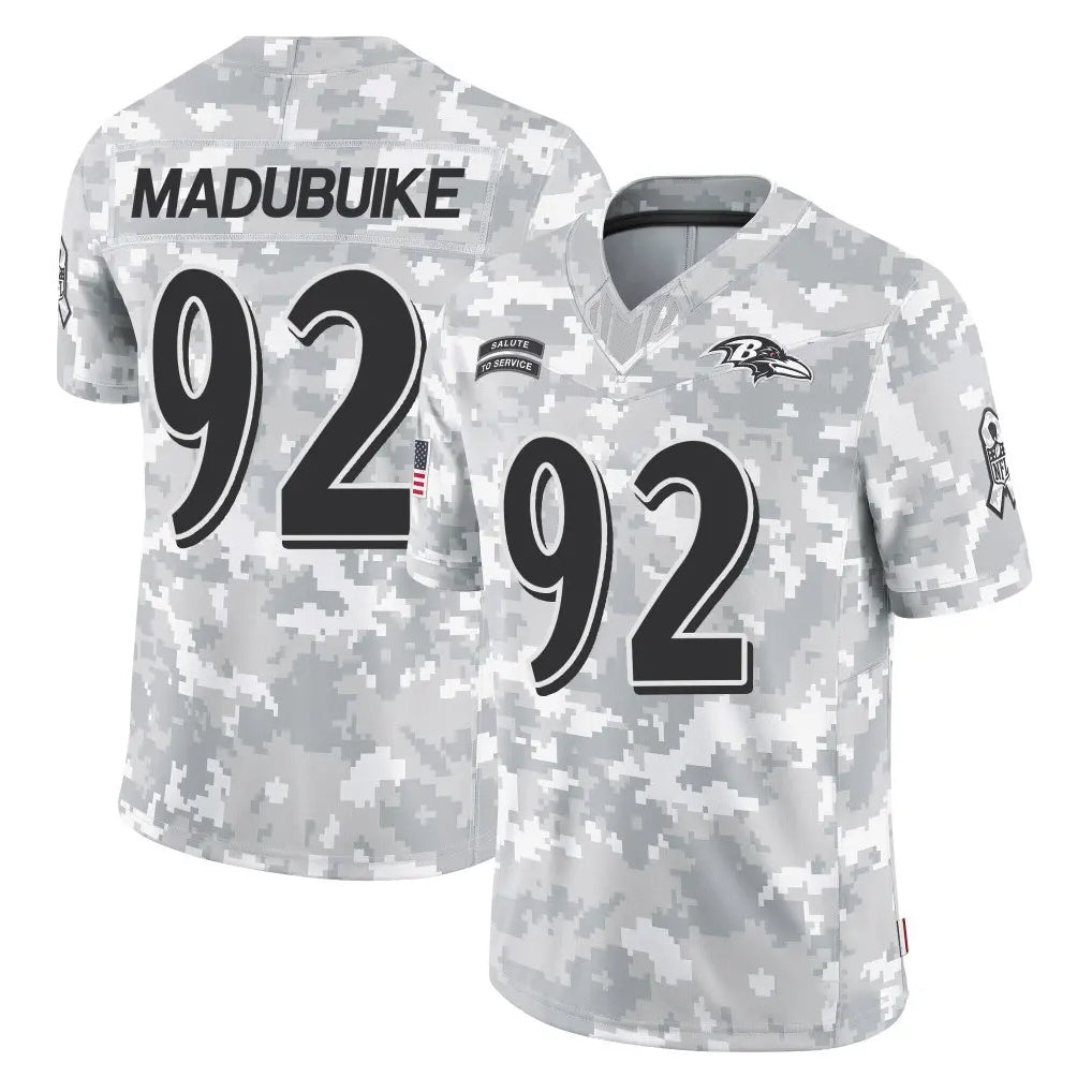 B.Ravens #92 Nnamdi Madubuike Player Arctic Camo Salute to Service Limited Kdoa Stitched Jerseys