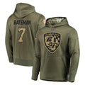 B.Ravens #7 Rashod Bateman Player Olive Salute to Service Pullover Hoodie Kdoa Stitched Jerseys