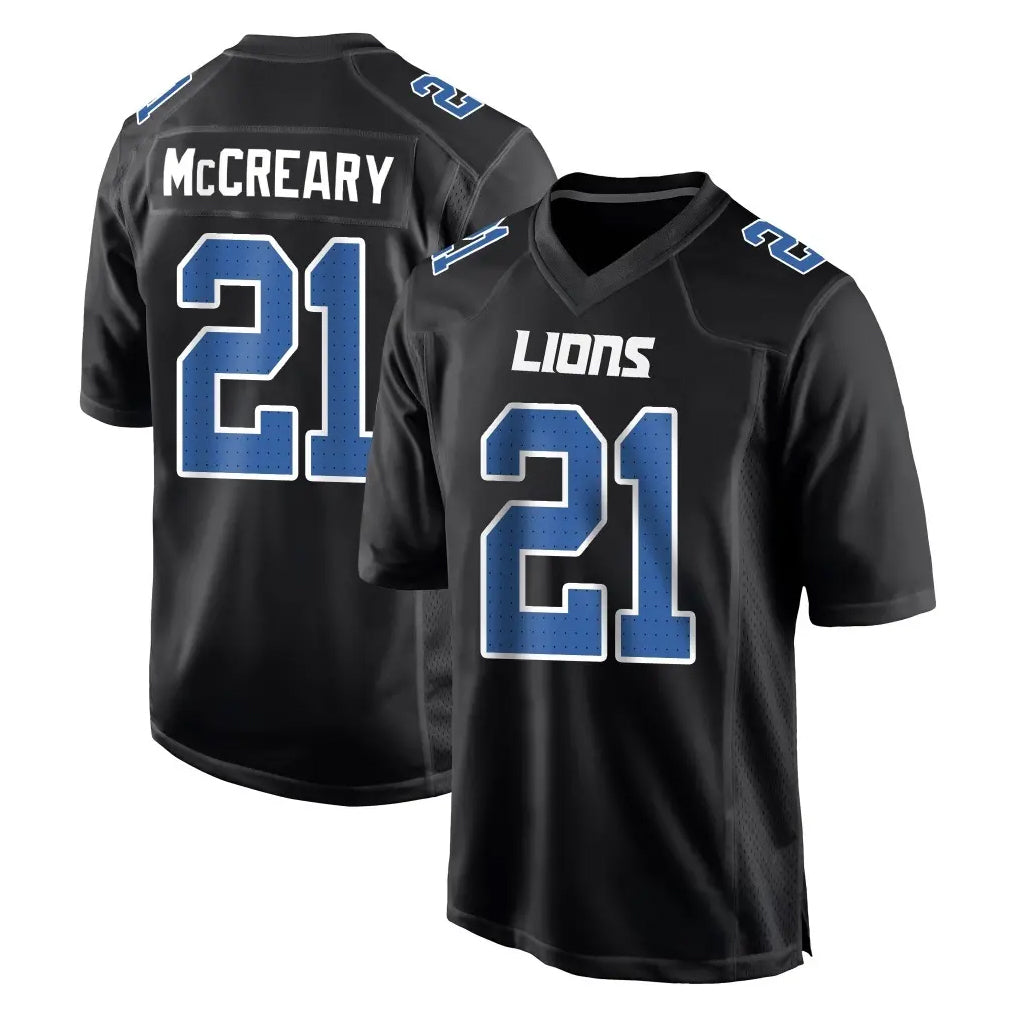 D.Lions #21 Roger McCreary Player Black Fashion Home Game Kdoa Stitched Jerseys