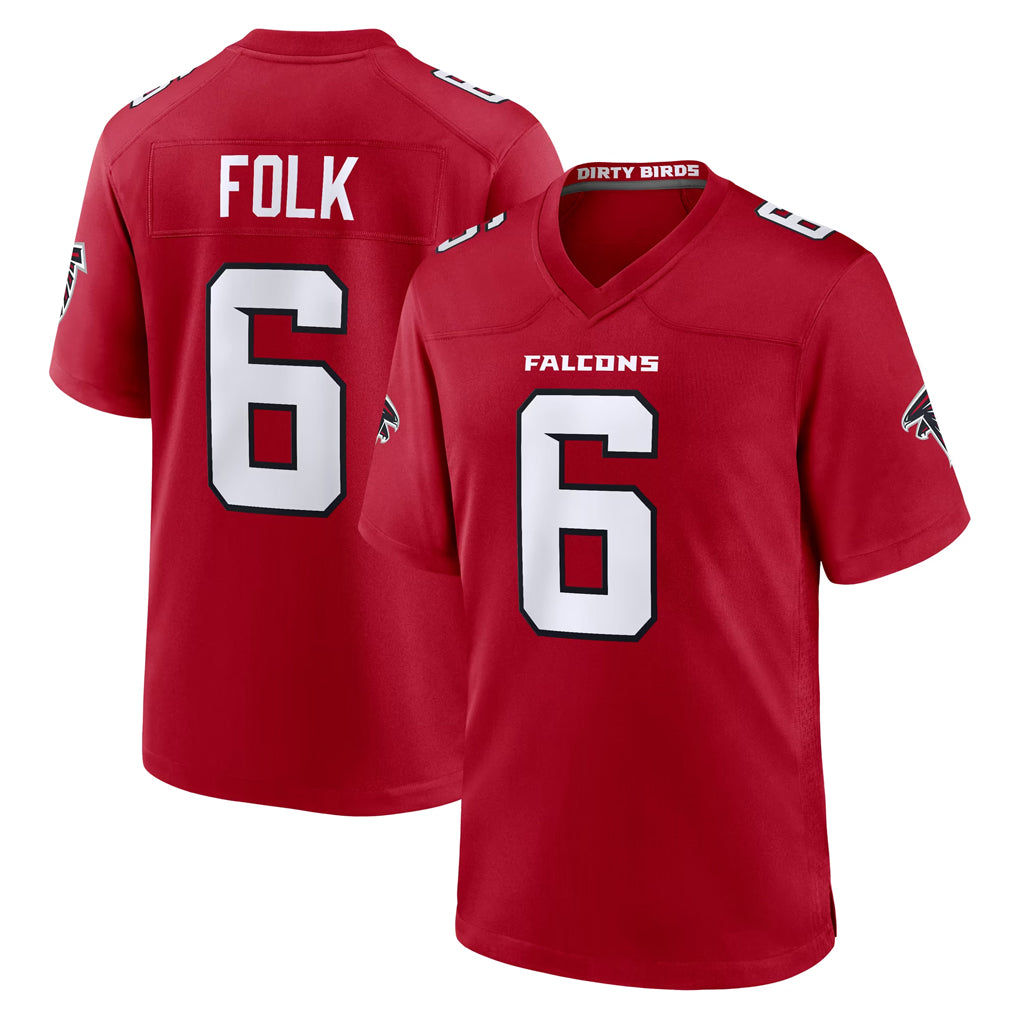 A.Falcons #6 Nick Folk Player Red Team Color Home Game Kdoa Stitched Jerseys