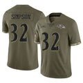 B.Ravens #32 Trenton Simpson Player Olive Salute To Service Kdoa Stitched Jerseys