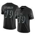 B.Ravens #79 Ronnie Stanley Player Black REFLECTIVE Limited Kdoa Stitched Jerseys