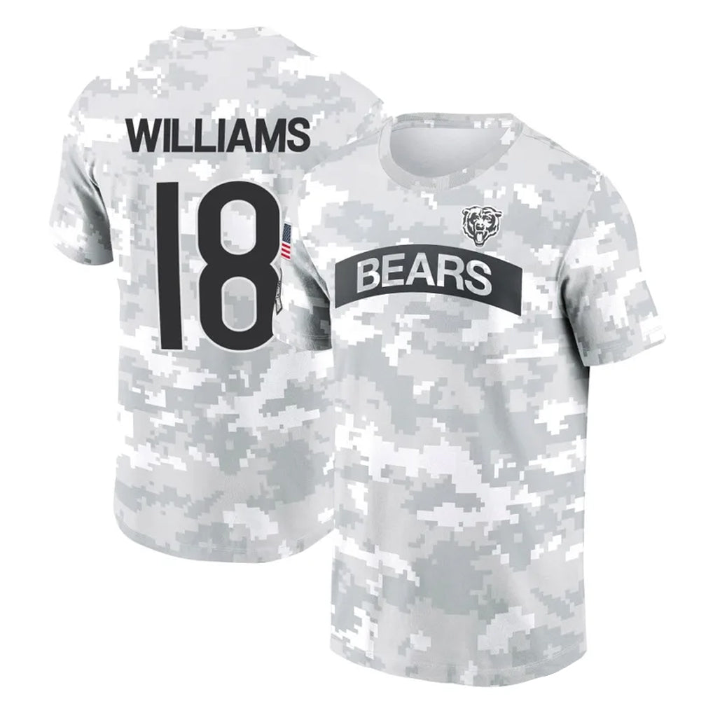 C.Bears #18 Caleb Williams Player Arctic Camo Salute to Service Performance T-Shirt Limited Kdoa Stitched Jerseys