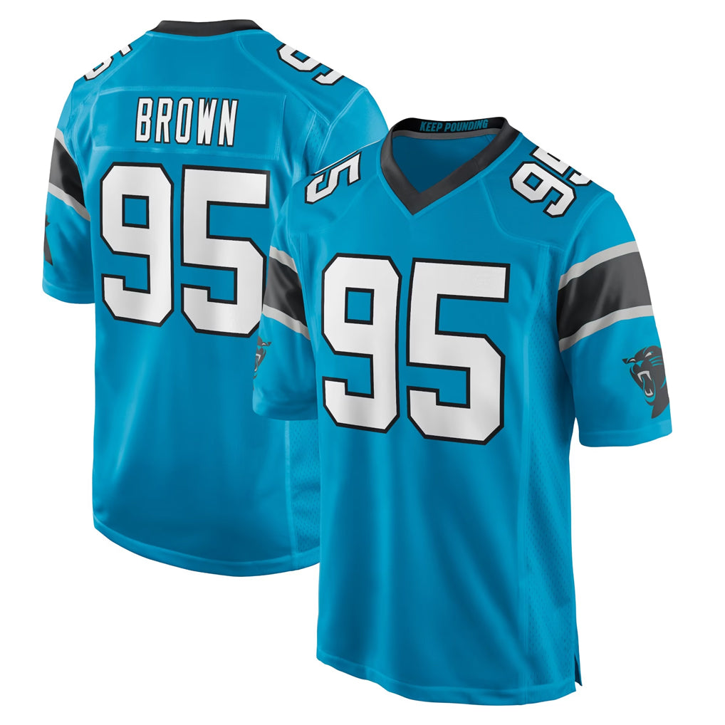 C.Panthers #95 Derrick Brown Player Blue Game Kdoa Stitched Jerseys
