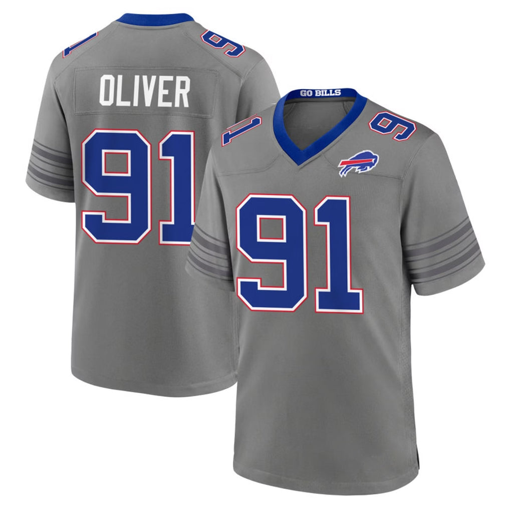 B.Bills #91 Ed Oliver Player Gray Nickel City Home Game Kdoa Stitched Jerseys