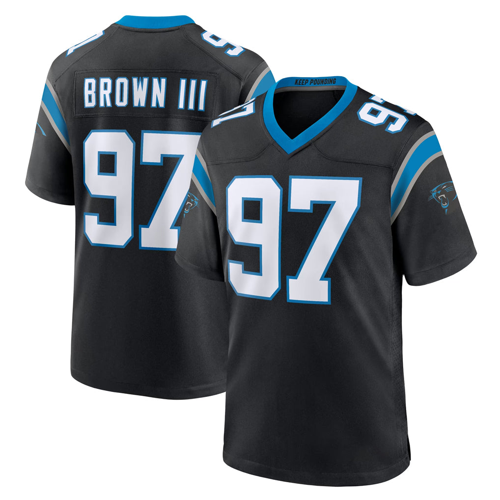 C.Panthers #97 Bobby Brown III Player Black Limited Home Game Kdoa Stitched Jerseys