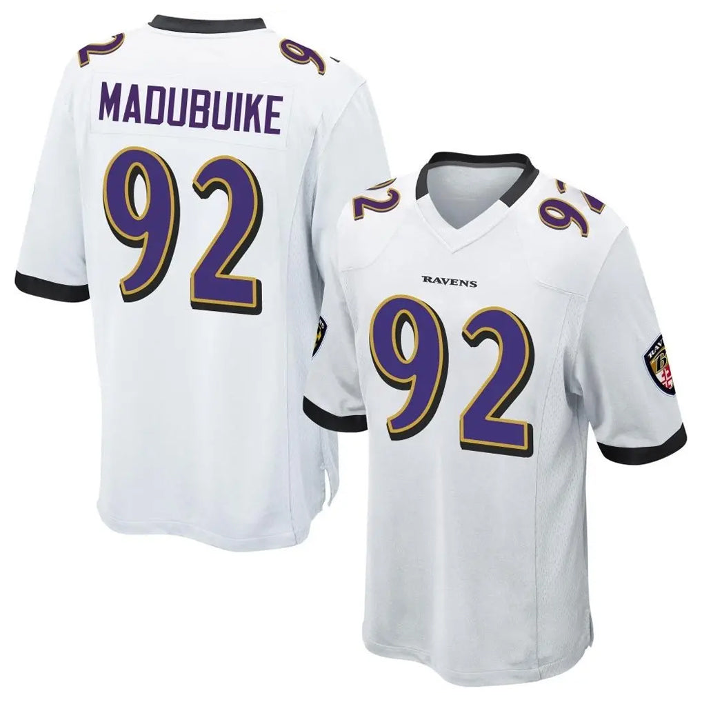 B.Ravens #92 Nnamdi Madubuike Player White Alternate Home Game Kdoa Stitched Jerseys