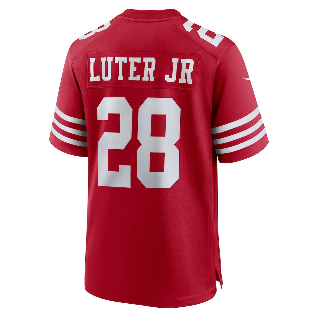 Kdoa SF.49ers #28 Darrell Luter Jr. Scarlet Game Jersey