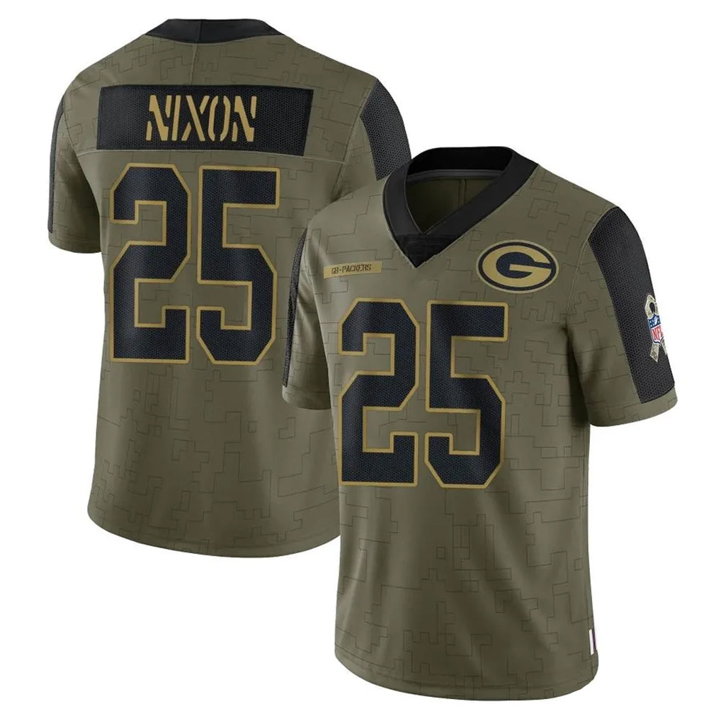 GB.Packers #25 Keisean Nixon Player Olive Salute To Service Limited Game Kdoa Stitched Jerseys