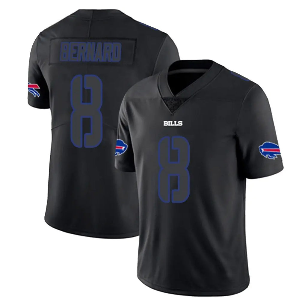 B.Bills #8 Terrel Bernard Player Black Impact Limited Home Game Kdoa Stitched Jerseys