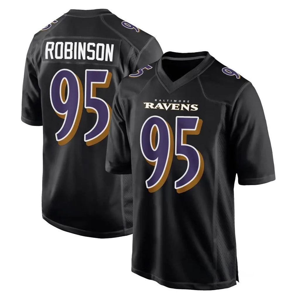 B.Ravens #95 Tavius Robinson Player Black Carbon Fashion Home Game Kdoa Stitched Jerseys