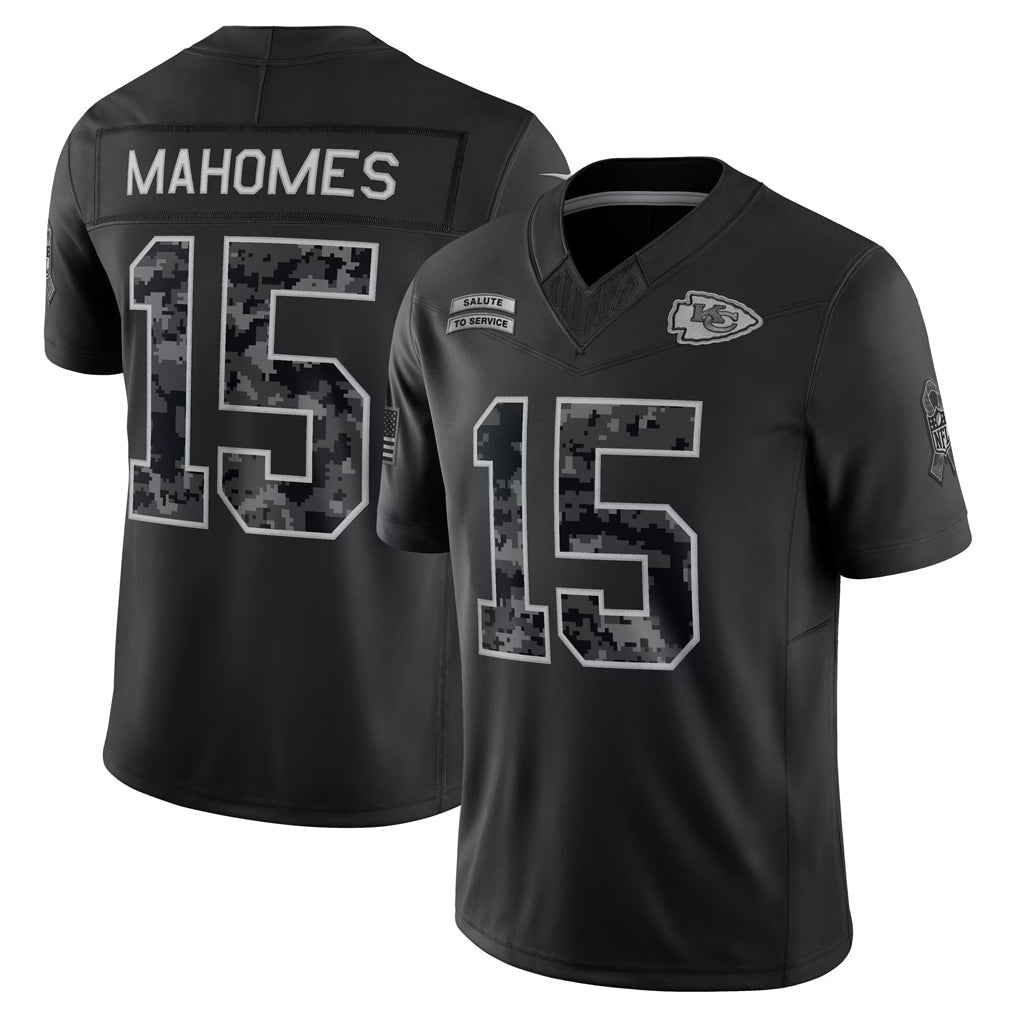 KC.Chiefs #15 Patrick Mahomes Player Black Limited 2026 Salute to Service Home Game Kdoa Stitched Jerseys