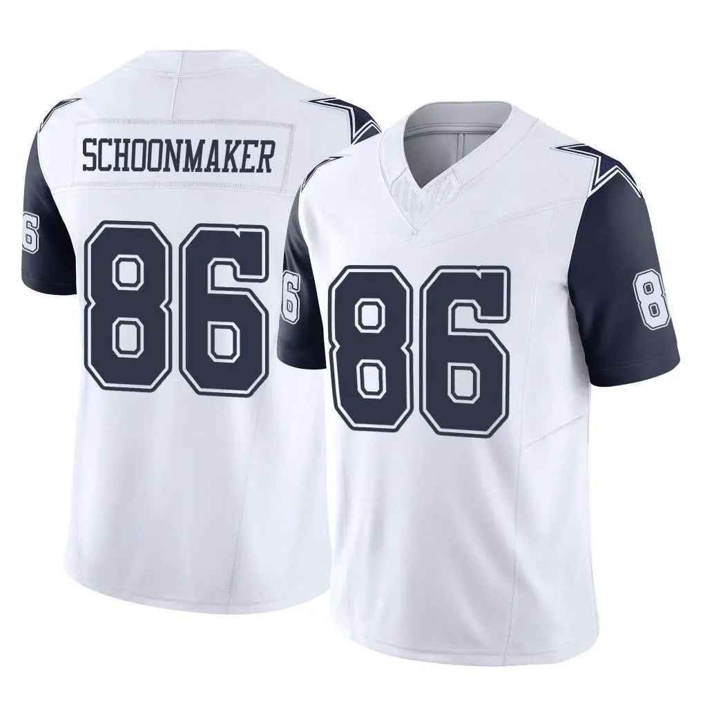 D.Cowboys #86 Luke Schoonmaker Player White-Navy Limited Vapor F.U.S.E. Home Game Xdoa Stitched Jerseys