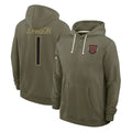 C.Bears #1 Jaylon Johnson Player Olive Salute to Service Pullover Hoodies Limited Kdoa Stitched Jerseys