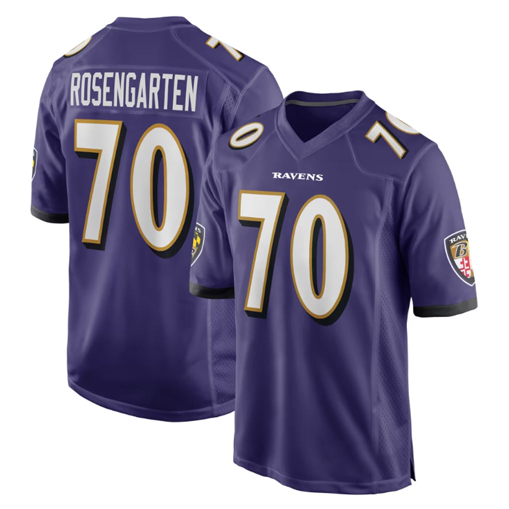 B.Ravens #70 Roger Rosengarten Player Purple Color Rush Home Game Kdoa Stitched Jerseys