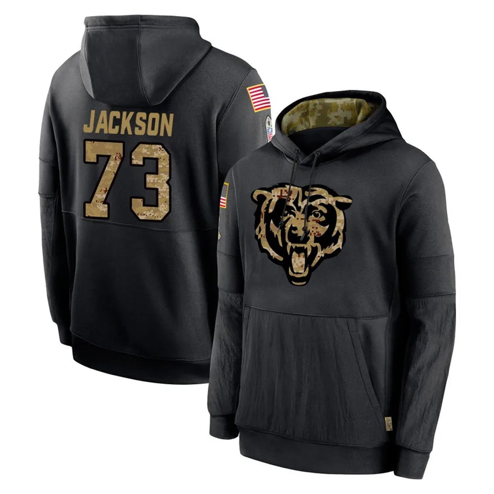 C.Bears #73 Jonah Jackson Player Black Salute to Service Pullover Hoodies Limited Kdoa Stitched Jerseys