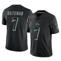 B.Ravens #7 Rashod Bateman Player Black REFLECTIVE Limited Kdoa Stitched Jerseys