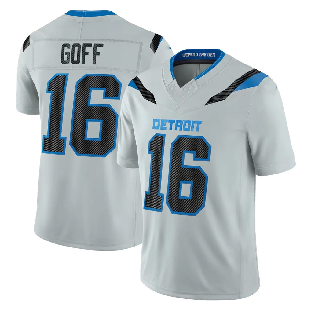 D.Lions #16 Jared Goff Player Silver Limited 2026 Rivalries Collection Home Game Kdoa Stitched Jerseys