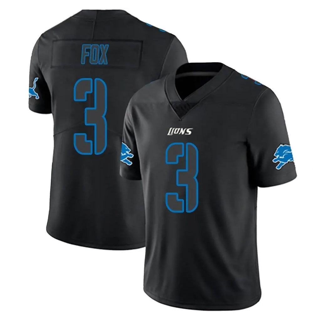 D.Lions #3 Jack Fox Player Black Impact Limited Home Game Kdoa Stitched Jerseys