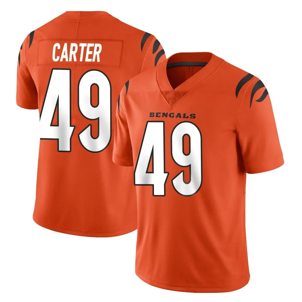 C.Bengals #49 Barrett Carter Player Orange Vapor Untouchable Limited Home Game Kdoa Stitched Jerseys