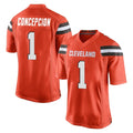 C.Browns #1 KC Concepcion Player Orange Home Game Kdoa Stitched Jerseys