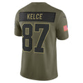 Kdoa KC.Chiefs #87 Travis Kelce Olive 2025 Salute to Service Limited Jersey