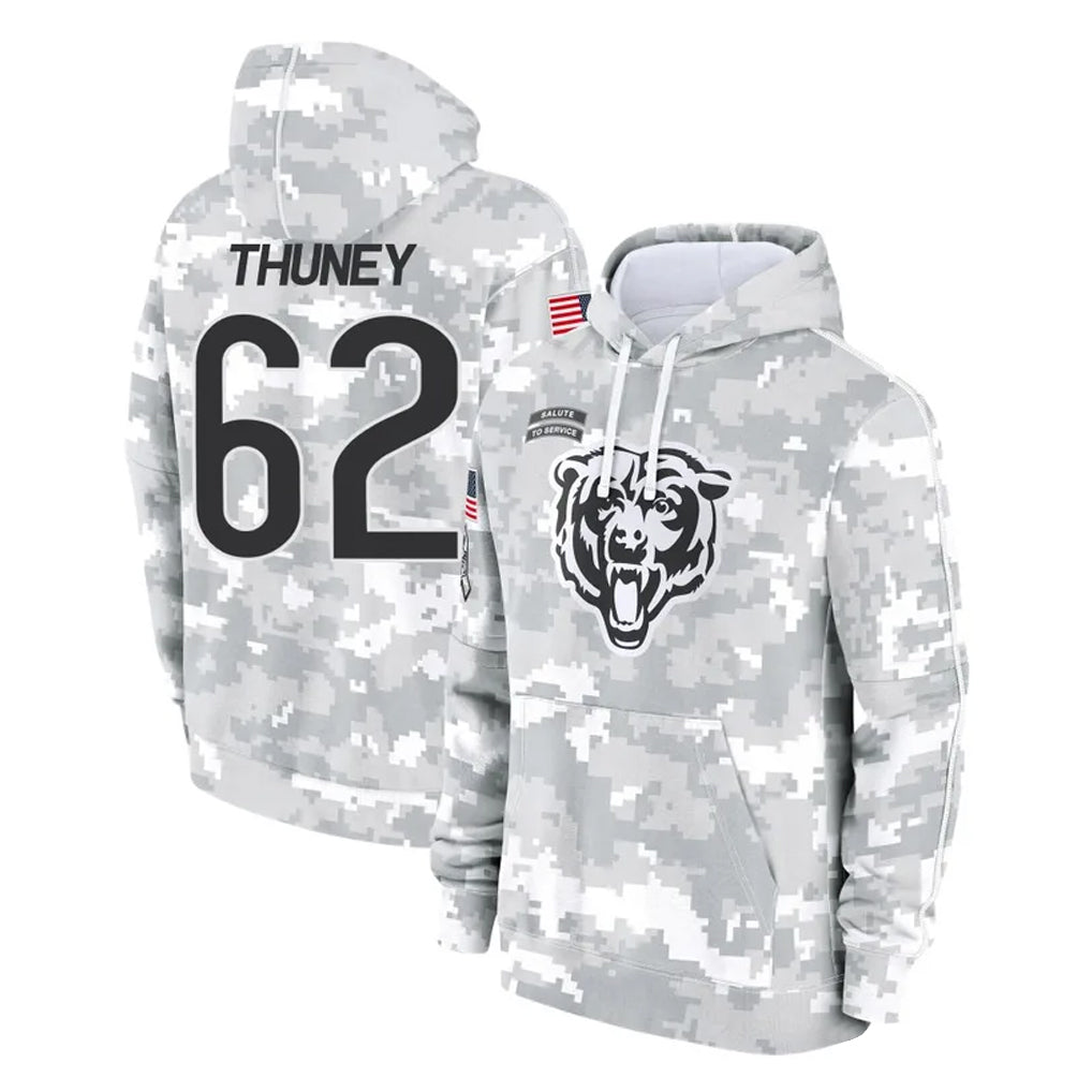 C.Bears #62 Joe Thuney Player Arctic Camo Salute to Service Pullover Hoodies Limited Kdoa Stitched Jerseys