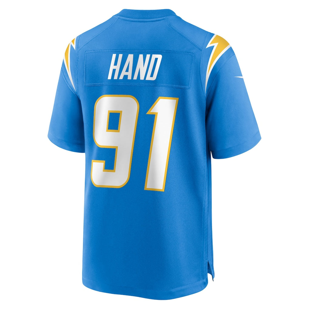 Kdoa LA.Chargers #91 Da'Shawn Hand Powder Blue Team Game Jersey