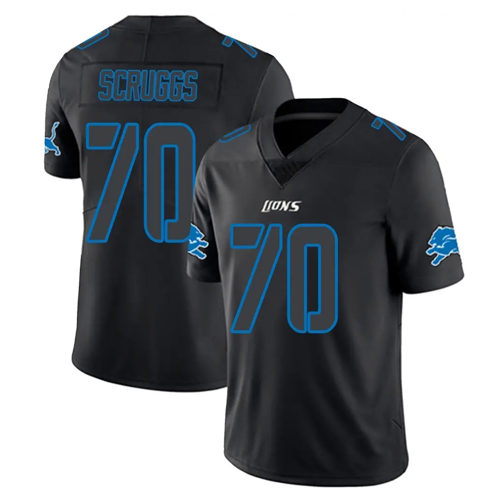 D.Lions #70 Juice Scruggs Player Black Impact Limited Home Game Kdoa Stitched Jerseys