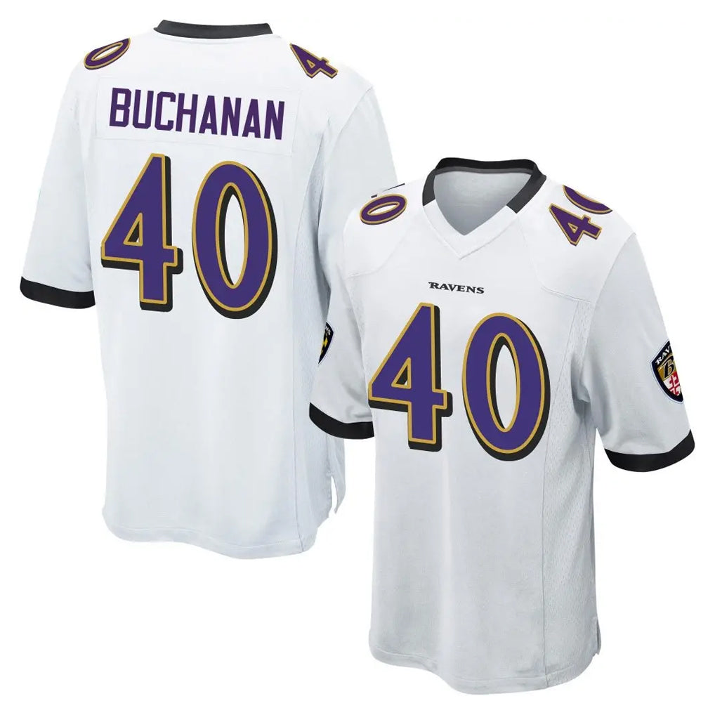 B.Ravens #40 Teddye Buchanan Player White Home Game Kdoa Stitched Jerseys