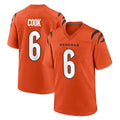 C.Bengals #6 Brian Cook Player Orange Home Game Kdoa Stitched Jerseys
