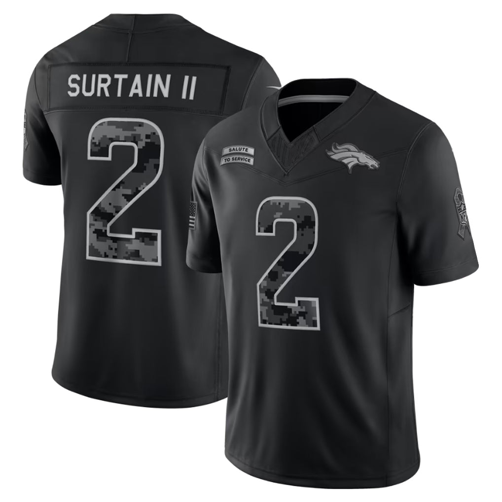 D.Broncos #2 Patrick Surtain II Player Black Limited 2026 Salute to Service Home Game Kdoa Stitched Jerseys