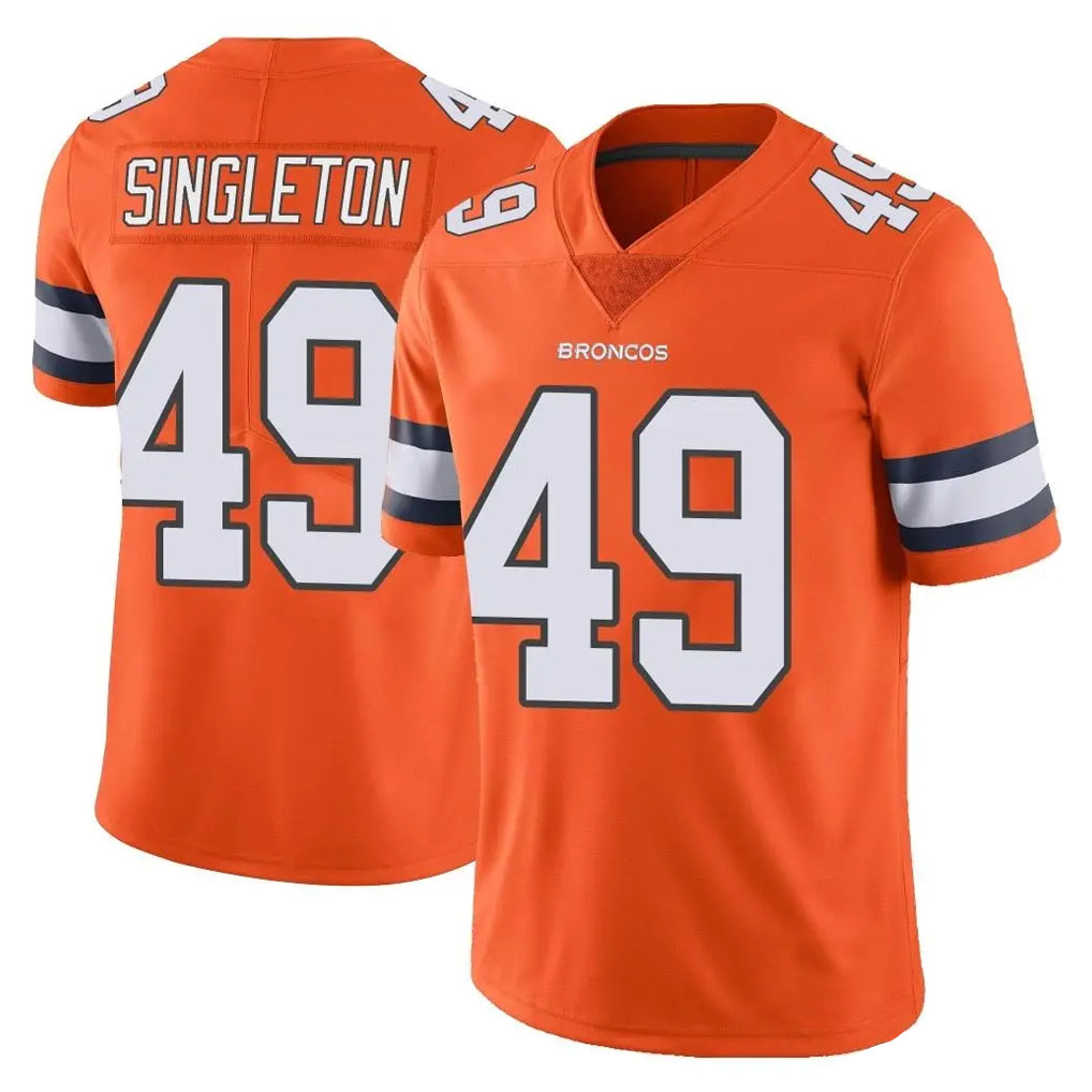 D.Broncos #49 Alex Singleton Player Orange Vapor Untouchable Limited Home Game Kdoa Stitched Jerseys