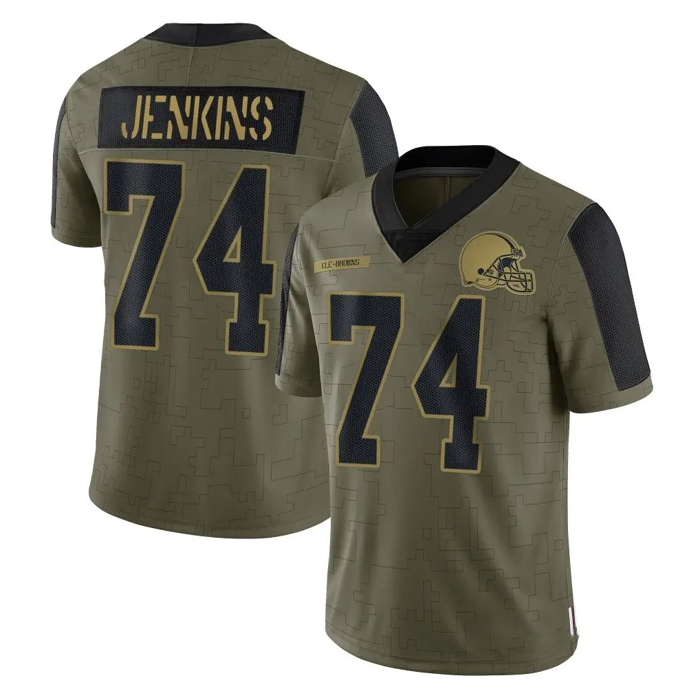 C.Browns #74 Elgton Jenkins Player Olive Salute to Service Limited Home Game Kdoa Stitched Jerseys