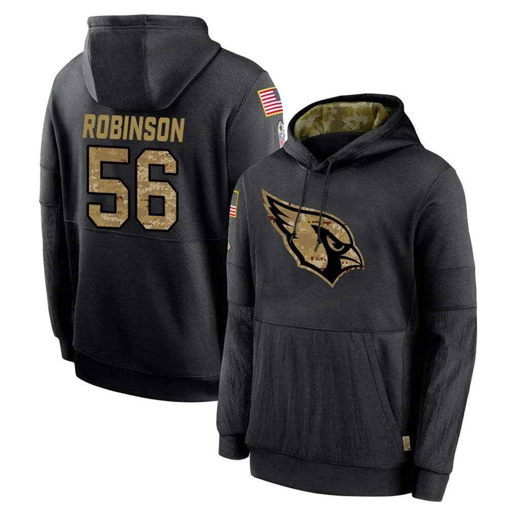 A.Cardinals #56 Darius Robinson Player Black Salute to Service Sideline Performance Pullover Hoodies Home Game Kdoa Stitched Jerseys