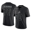 D.Lions #70 Juice Scruggs Player Black Reflective Limited Home Game Kdoa Stitched Jerseys