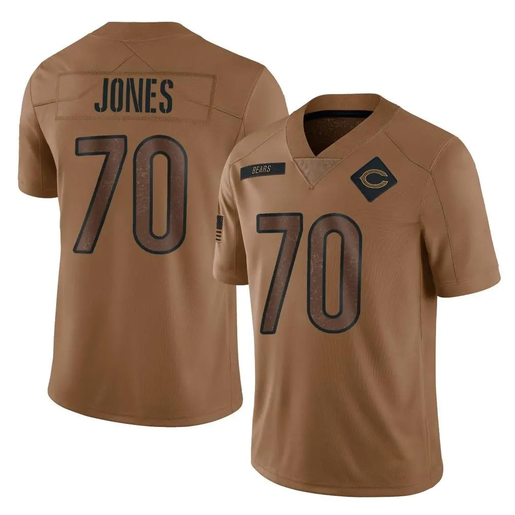 C.Bears #70 Braxton Jones Player Brown Salute to Service Limited Kdoa Stitched Jerseys