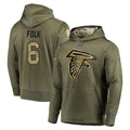 A.Falcons #6 Nick Folk Player Olive Salute to Service Hoodies Kdoa Stitched Jerseys