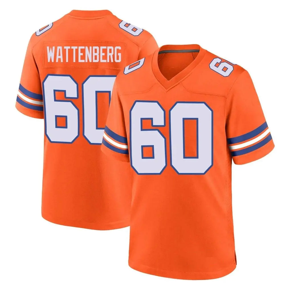 D.Broncos #60 Luke Wattenberg Player Orange Alternate Collection Throwback Game Kdoa Stitched Jerseys