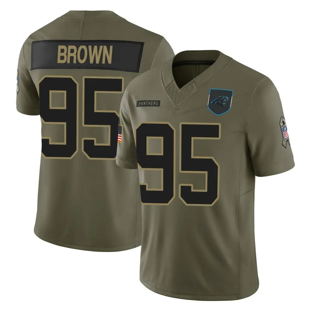 C.Panthers #95 Derrick Brown Player Olive 2025 Salute to Service Limited Game Kdoa Stitched Jerseys