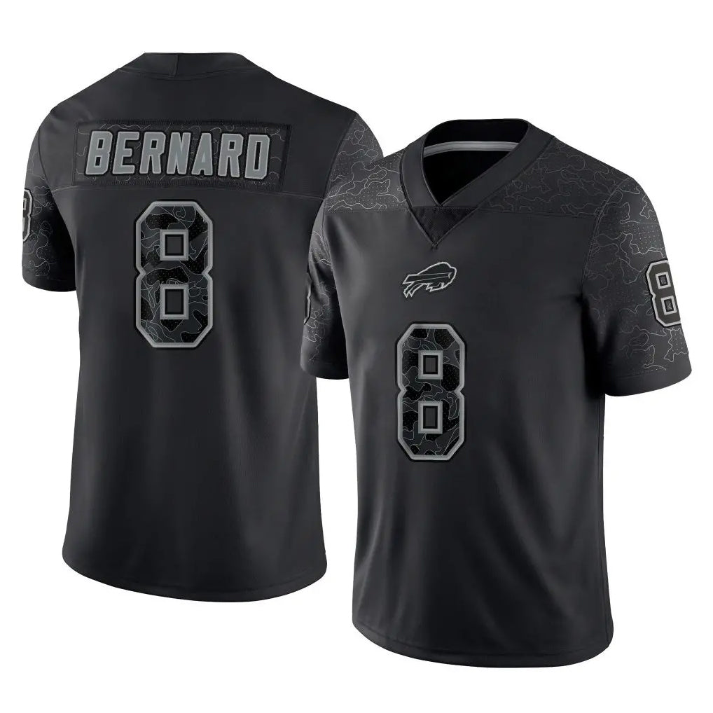 B.Bills #8 Terrel Bernard Player Black RFLCTV Limited Kdoa Stitched Jerseys