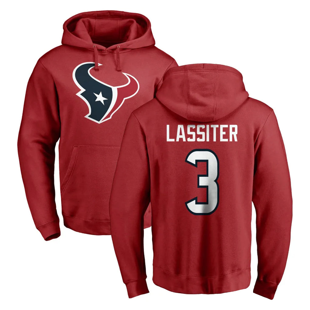 H.Texans #3 Kamari Lassiter Player Red Pro Line Pullover Hoodie Limited Game Kdoa Stitched Jerseys