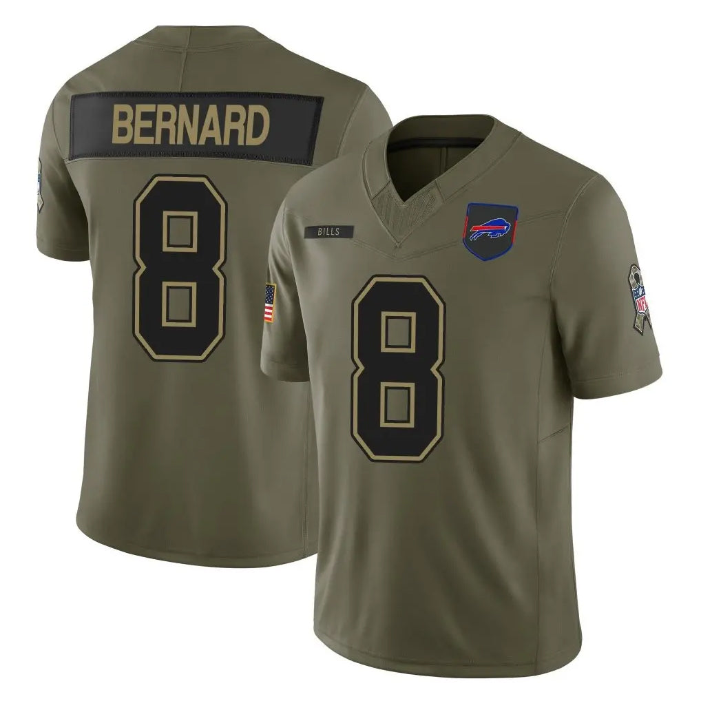 B.Bills #8 Terrel Bernard Player Olive 2025 Salute To Service Limited Game Kdoa Stitched Jerseys