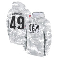 C.Bengals #49 Barrett Carter Player Arctic Camo Salute to Service Pullover Hoodie Limited Kdoa Stitched Jerseys