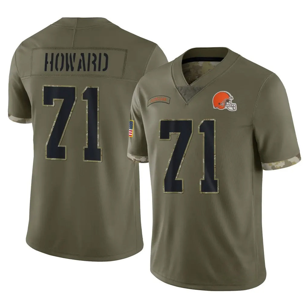 C.Browns #71 Tytus Howard Player Olive Salute to Service Limited Game Kdoa Stitched Jerseys