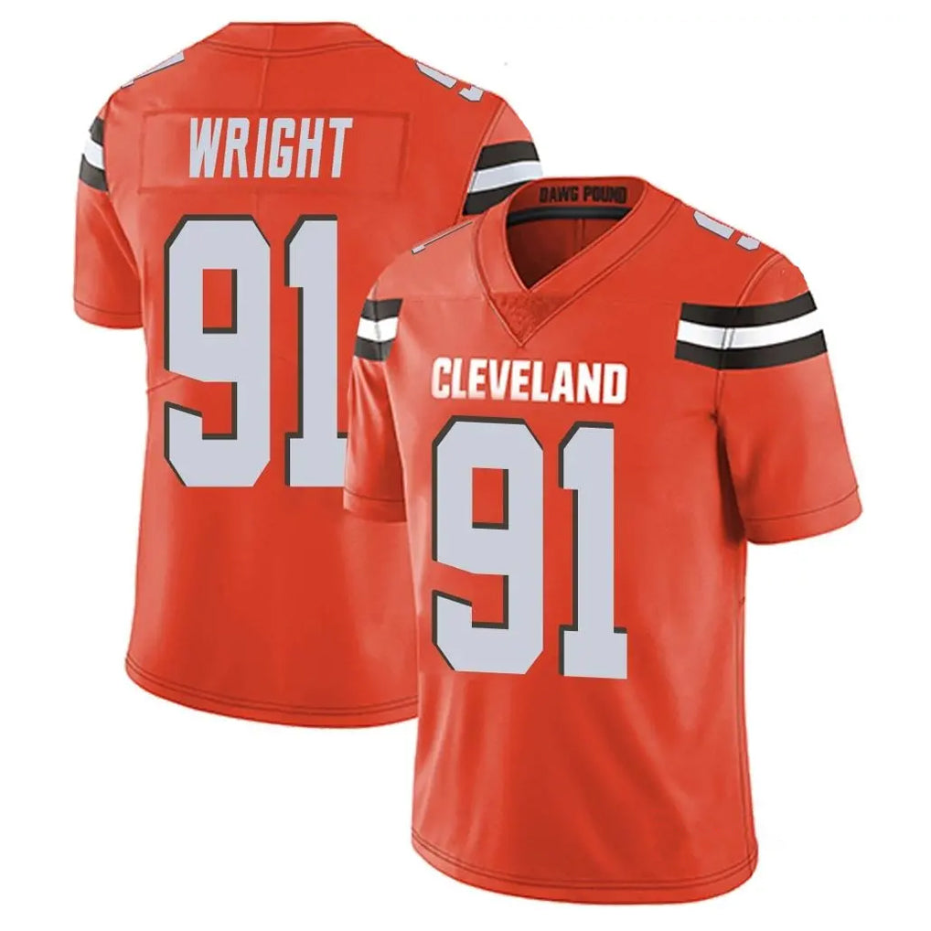 C.Browns #91 Alex Wright Player Orange Alternate Vapor Untouchable Limited Home Game Kdoa Stitched Jerseys