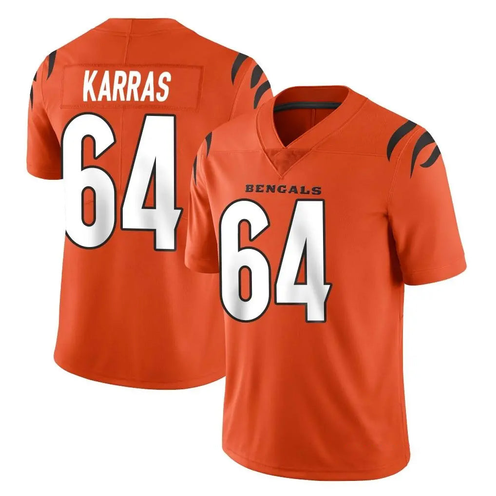 C.Bengals #64 Ted Karras Player Orange Vapor Untouchable Limited Home Game Kdoa Stitched Jerseys