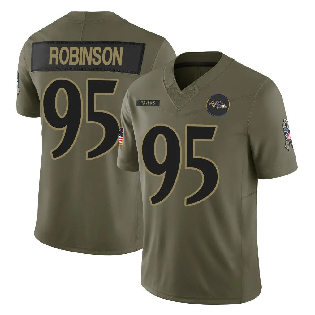 B.Ravens #95 Tavius Robinson Player Olive Salute To Service Limited Home Game Kdoa Stitched Jerseys